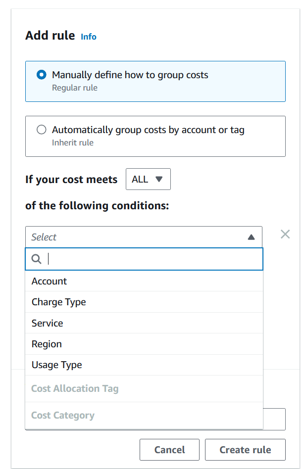 Cost Category Rules