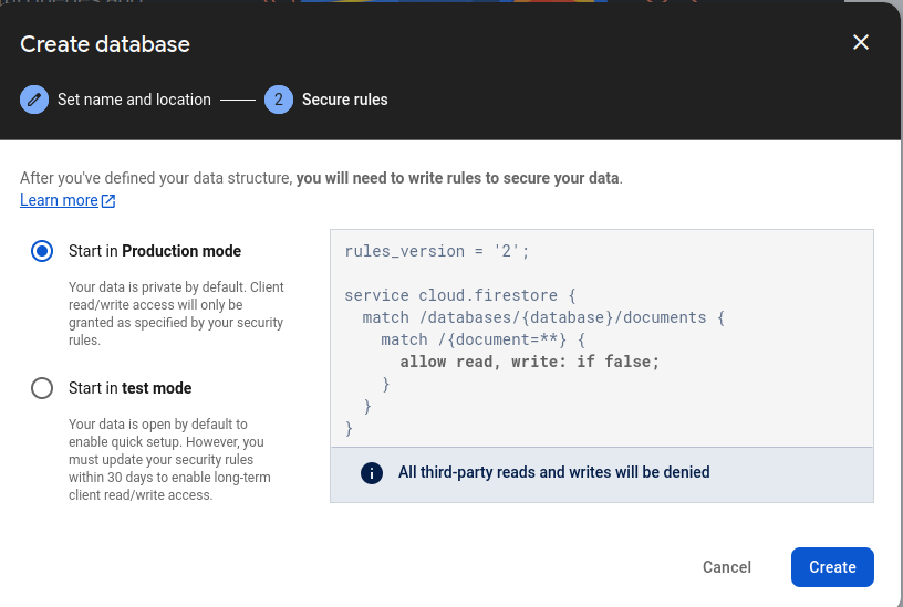 Production Database Rules